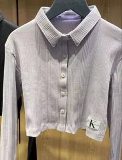 Calvin Klein Jeans/紫色/リブ編みクロップドトップス/即日配送