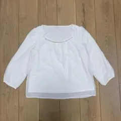 any SiS 襟元ビジュー ブラウス カットソー シフォン ホワイト M