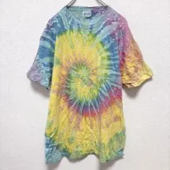 ヘインズ タイダイ染め半袖Ｔシャツ L マルチカラー スパイラル 00s古着