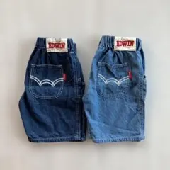 ❣️未使用品　EDWIN ダークブルー ライトブルー　ハーフパンツ　130 ２枚