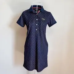 キャロウェイ ゴルフウェア ワンピース M ドット柄 ネイビー 吸汗速乾 紺