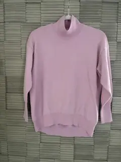 【美品】⭐︎お尻まですっぽり⭐︎ゆったりニット⭐︎さくら色星ハイネックニット