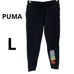 PUMA カラフルロゴ レギンス Lサイズ裏起毛 ブラック レディース