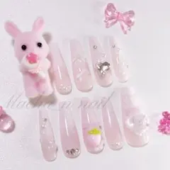 サイズ変更込 平成女児 ベイビーブーマー ネイルチップ 地雷系量産型 ピンク