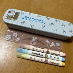 昭和香る！小さな缶ペンケースと定規ペン3本のサムネイル