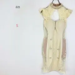 ◆アン【S】ノースリーブワンピース ナイトドレス レース デザイン ひざ丈