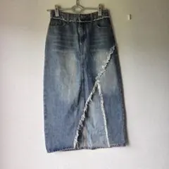 デニム タイトスカート Mサイズ フリンジ付き