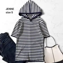 【極美品】23SS JENNE 半袖ボーダーパーカー ネイビー×ホワイトのサムネイル