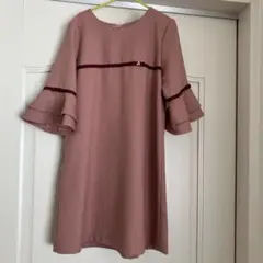 ピンク フレアスリーブ ワンピース　130