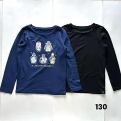 UNIQLO 極暖ヒートテッククルーネックT ネイビーとブラック 2枚セット