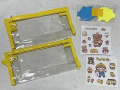 ✨新品未使用✨　透明プラスチック製筆箱2個セット　シール、付箋付き