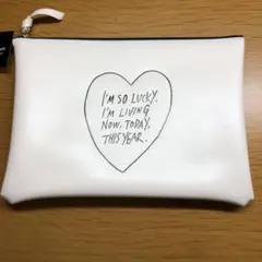 ★ フラットポーチ メイクポーチ 合皮 白 シンプル