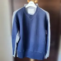 sacaiサカイレディス　ストライプシャツとのコンビスウェット