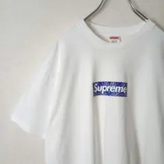 M 00sシュプリーム Tシャツ ホワイト ペイズリーボックスロゴ バンダナ 