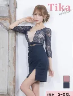 Tika ネイビーレースドレス S~XXL