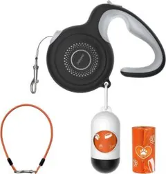 犬用伸縮リード 3m オートロック 360°もつれない ウンチ袋付き 小型中型犬