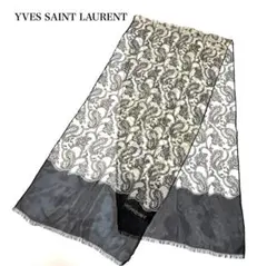 YSL イヴサンローラン ペイズリー柄 シルク100% 長方形 ストール 透け感
