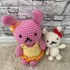 昭和レトロ☆うさぎのあみぐるみセット