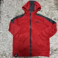 adidas レッド フルジッパーパーカー