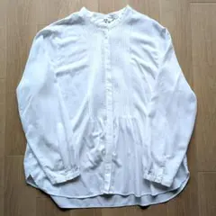 ユニクロ ピンタックブラウス 長袖 白 XL