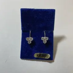 シルバー925 花形イヤリング クリスタル付き