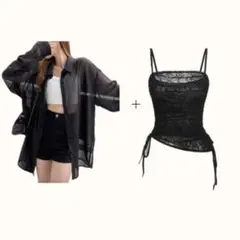 まとめ売り Shein ブラック クランジ y2k キャミソール シャツ