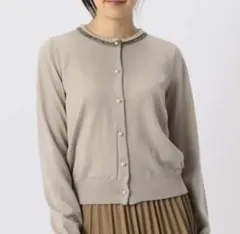 tiara パールビジュー付きカーディガン