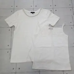 コムサイムズ　ホワイト 半袖Tシャツ レース付きキャミソール　2枚セット