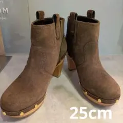 トリーバーチ ジンベラ スエード ウッドクロッグブーツ 茶 8M 25cm 美品のサムネイル