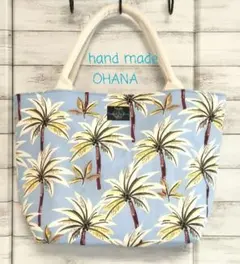 大容量　ハワイアンバッグ　パームツリー　ブルー　ふわふわ自立