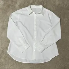 白　開襟シャツ　長袖　L Lサイズ