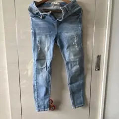 ZARA ダメージ加工 スキニーデニムパンツ ライトブルー
