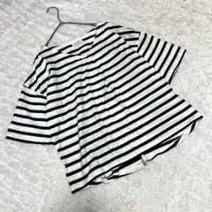 【スタジオクリップ】（M）半袖 ボーダーカットソー ホワイト グリーン