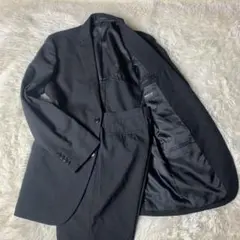 コムサ Lサイズ スーツ セットアップ シャドーストライプ ブラック 2B