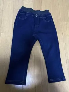 裏起毛 デニム調ズボン 100／ウエストゴム部分チャコールグレー