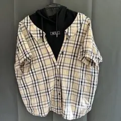 pink latte ピンクラテ フードドッキング チェックシャツ M 165