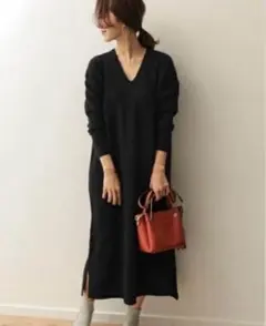 タートルネック ロングワンピース