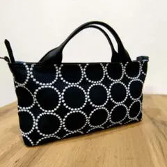 キューブ型トート ハンドメイド タンバリンネイビー・ちょうちょ美品