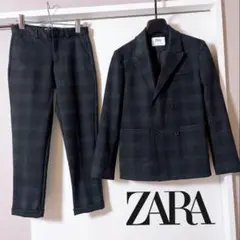 ZARA ダークグレー チェック柄 スーツ・ブレザー