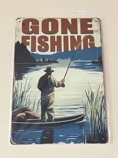 GONE FISHING ブリキ看板