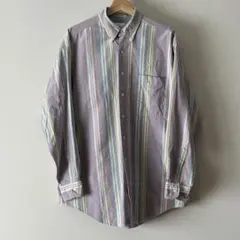 古着 チェックシャツ 紫 パープル レトロ L