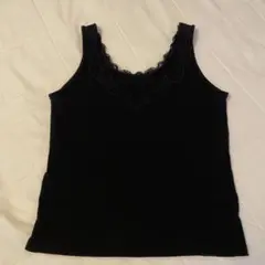 JEANASIS リブタンクトップ レース 黒 インナー