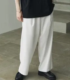 TRストレッチ タックワイドスラックスパンツ