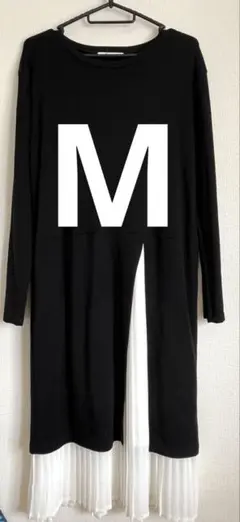 値下げ！カットソーワンピース ブラック/ホワイト　M