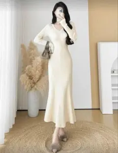 レディースロングニットワンピ新品