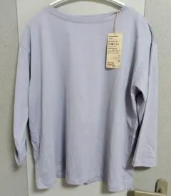 新品　MUJI ボートネック 七分袖 Tシャツ M 　ライトパープル