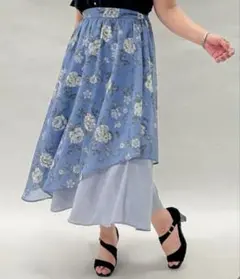 axes femme⭐︎クラシカルローズ⭐︎アシメスカート⭐︎ブルー⭐︎花柄⭐︎タグ付き