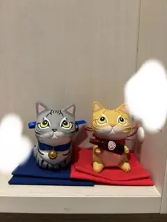 猫　置物　焼物　香箱座り　お酌猫