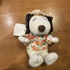 スヌーピー ぬいぐるみ 花柄シャツ 帽子 レトロ PEANUTS ピーナッツ