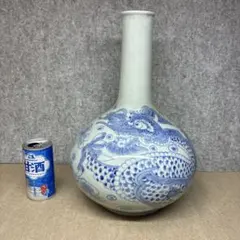 李朝？李朝龍図 染付 花瓶 花器 陶磁器